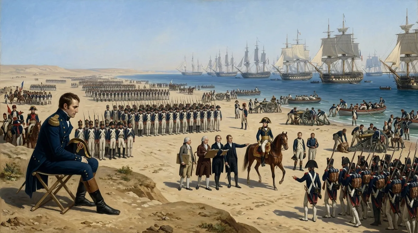 Two years prior, in the summer of 1798, a vast French fleet, bearing General Napoleon Bonaparte and his legions, had anchored in the Bay of Abukir, its sails… Two years prior, in the summer of 1798, a vast French fleet, bearing General Napoleon Bonaparte and his legions, had anchored in the Bay of Abukir, its sails…