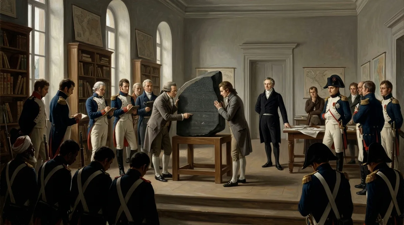 News of the dark, inscribed stone quickly reached the scholarly circle within the Institut d'Égypte in Cairo. By August 1799, the slab, now carefully… News of the dark, inscribed stone quickly reached the scholarly circle within the Institut d'Égypte in Cairo. By August 1799, the slab, now carefully…