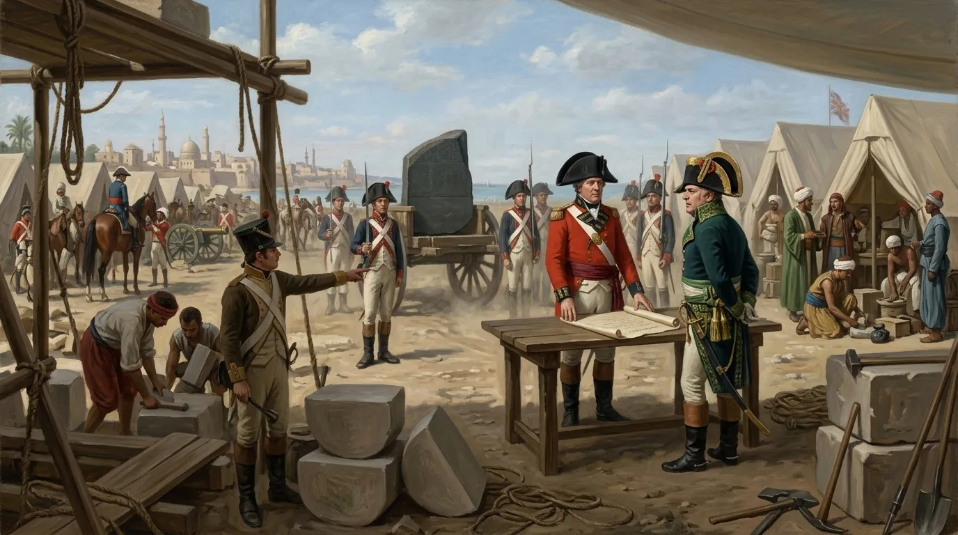 As the war in Egypt turned against the French, the Rosetta Stone became a prize of contention. In 1801, with the British advancing on Alexandria, General… As the war in Egypt turned against the French, the Rosetta Stone became a prize of contention. In 1801, with the British advancing on Alexandria, General…