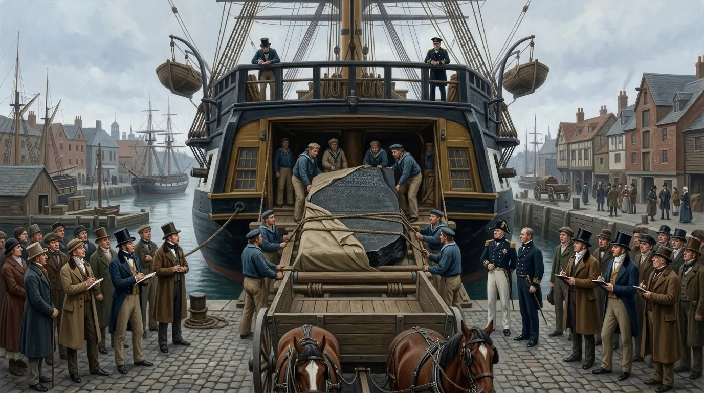 Once secured by the British, the Rosetta Stone embarked on its momentous journey. Wrapped in canvas and carefully stowed aboard a captured French frigate, the… Once secured by the British, the Rosetta Stone embarked on its momentous journey. Wrapped in canvas and carefully stowed aboard a captured French frigate, the…