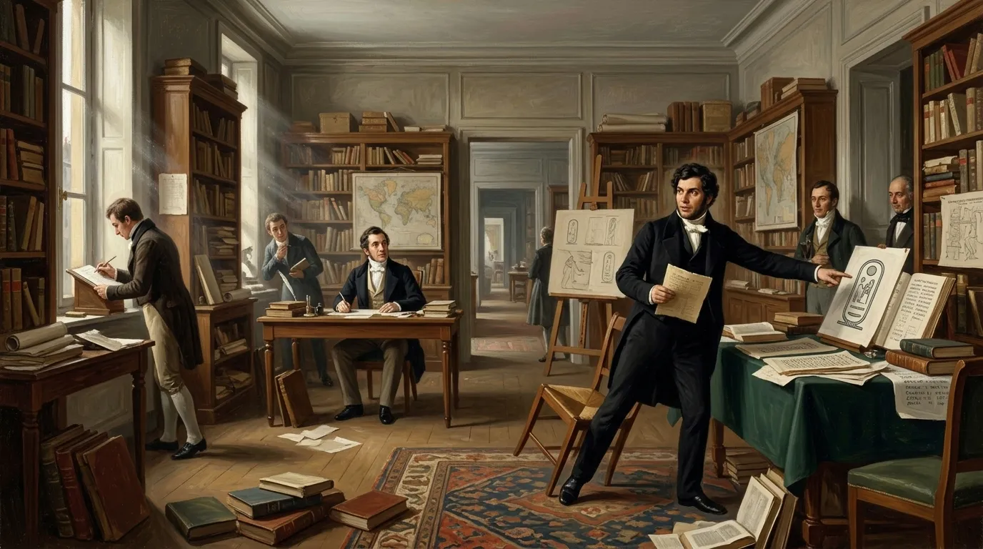 The year is 1822 in Paris, and Jean-François Champollion, now a man nearing thirty-two, his slight frame thrumming with nervous energy, stands before a crucial… The year is 1822 in Paris, and Jean-François Champollion, now a man nearing thirty-two, his slight frame thrumming with nervous energy, stands before a crucial…