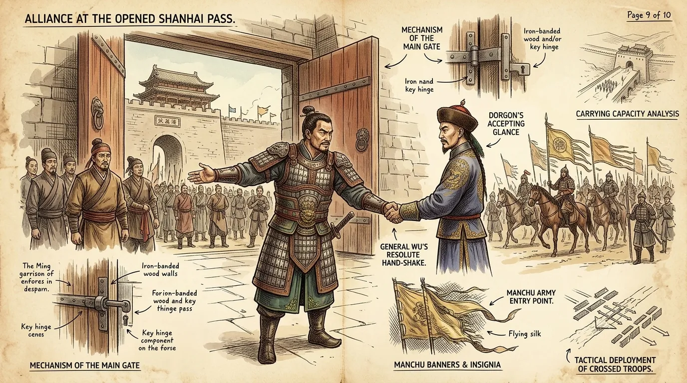 Nachdem General Wu Sangui vom Fall Pekings und dem Tod des Kaisers erfahren hatte, traf er seine schicksalhafte Entscheidung. Nachdem General Wu Sangui vom Fall Pekings und dem Tod des Kaisers erfahren hatte, traf er seine schicksalhafte Entscheidung.