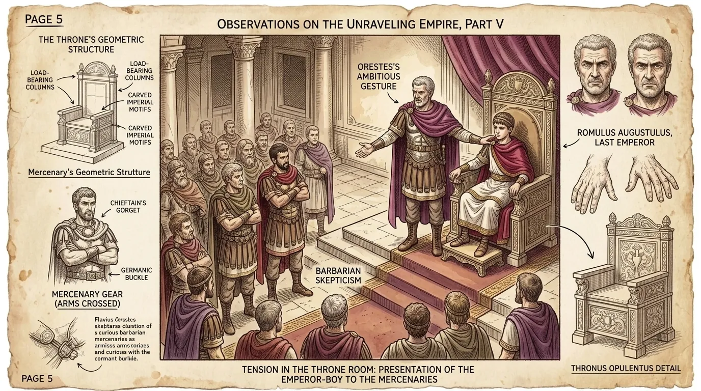 In 475 AD, Flavius Orestes, a Roman general, seized power, deposing Emperor Julius Nepos and installing his own son, Romulus Augustulus, as Emperor.