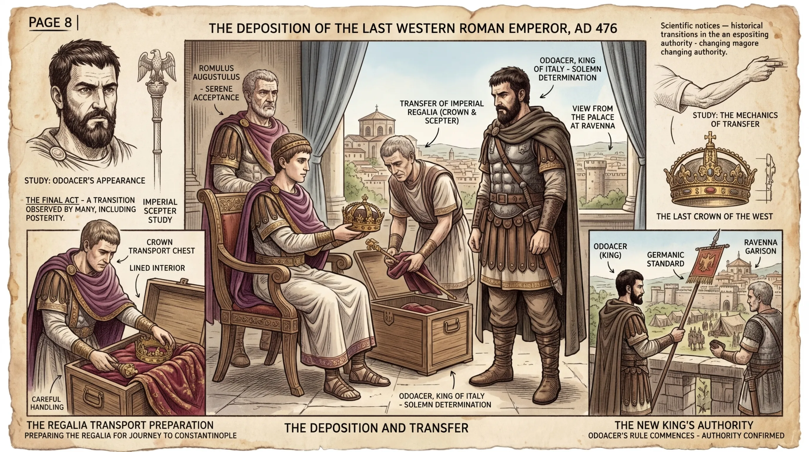 Odoacer spared Romulus Augustulus's life, but forced him to abdicate the throne. The symbols of imperial power were sent to Constantinople, signaling the end of…
