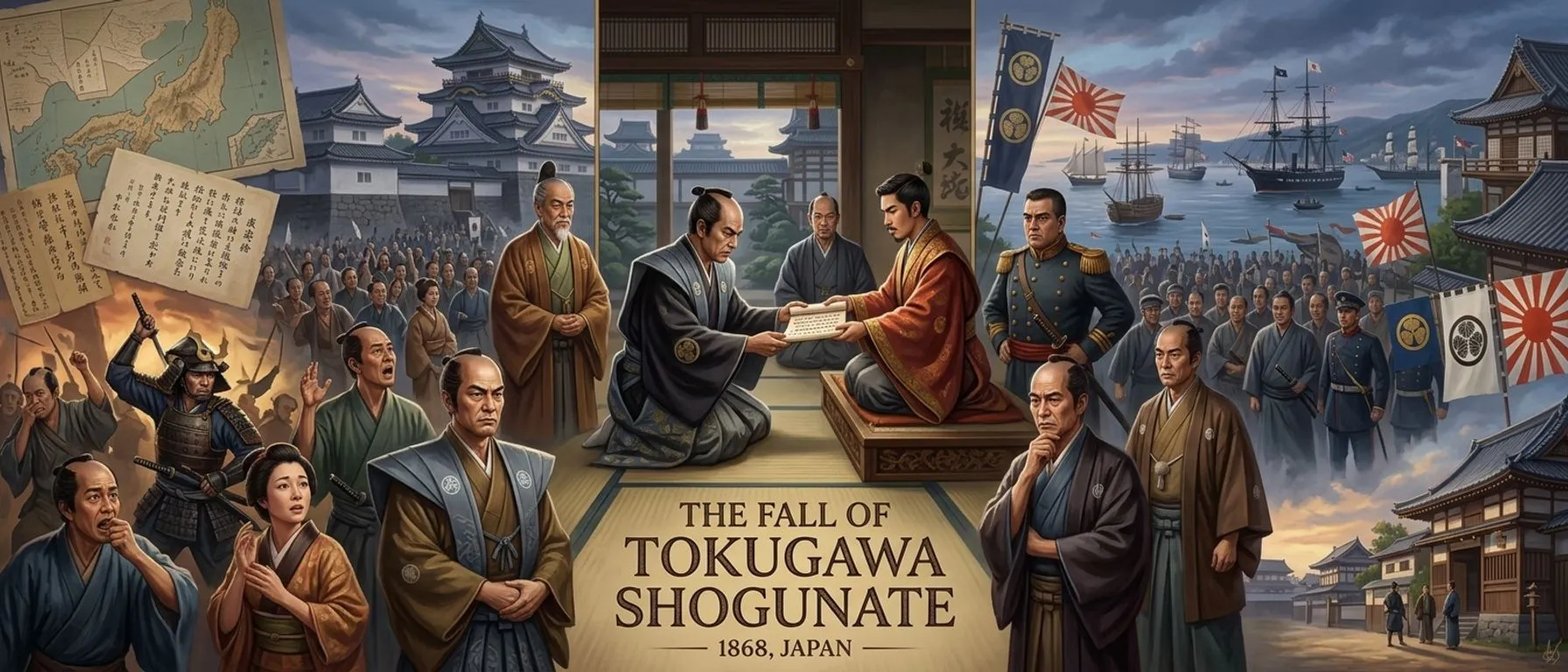 德川幕府的衰落 (1868, 日本) — 图书封面 — Wonder History