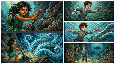 The Gloomfish, momentarily stunned, retreated. Coralia raced to the lever, remembering the ancient map. She pulled it, and a powerful current surged through the… The Gloomfish, momentarily stunned, retreated. Coralia raced to the lever, remembering the ancient map. She pulled it, and a powerful current surged through the…