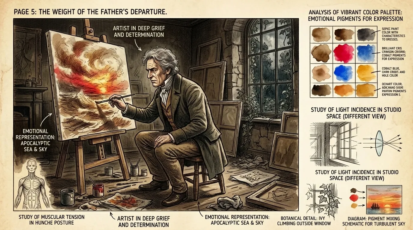 The death of his father, who had been his assistant and confidant, deeply affected Turner. Grief-stricken, he retreats into his work, pouring his emotions onto… The death of his father, who had been his assistant and confidant, deeply affected Turner. Grief-stricken, he retreats into his work, pouring his emotions onto…