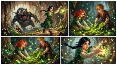 Finn and Maya quickly spread the luminescent moss around the cavern. Soon, hundreds of fireflies swarmed towards the light, creating a mesmerizing spectacle.