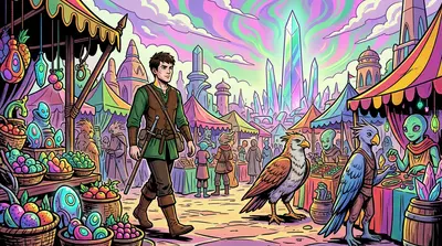The marketplace of Atheria pulsed with interdimensional energy. Merchants from realms beyond comprehension hawked their wares beneath skies swirling with… The marketplace of Atheria pulsed with interdimensional energy. Merchants from realms beyond comprehension hawked their wares beneath skies swirling with…