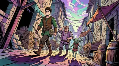With the tiny imp reluctantly leading the way, Kael and the merchant ventured into the unknown. Their quest for the Shard of Aethelred had begun. With the tiny imp reluctantly leading the way, Kael and the merchant ventured into the unknown. Their quest for the Shard of Aethelred had begun.