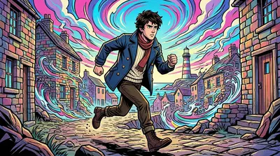 With newfound resolve, Arlo turned and sprinted back towards the lighthouse, ignoring the older Arlo's mocking laughter echoing behind him. With newfound resolve, Arlo turned and sprinted back towards the lighthouse, ignoring the older Arlo's mocking laughter echoing behind him.