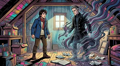 With the sketches destroyed, the older Arlo began to fade, his form flickering like a dying flame. "You haven't won, Arlo," he rasped, his voice weakening. With the sketches destroyed, the older Arlo began to fade, his form flickering like a dying flame. "You haven't won, Arlo," he rasped, his voice weakening.