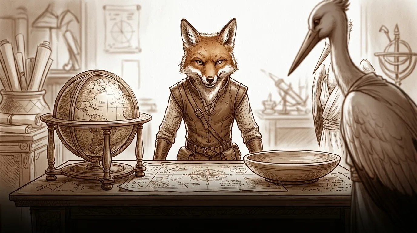 The Fox and the Stork — 图书封面 — Wonder Tales