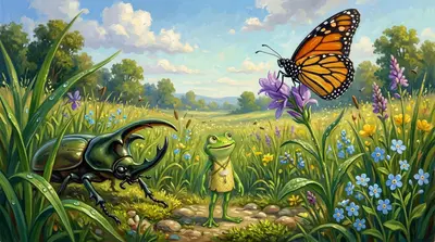 The meadow buzzed with life. Barnaby approached a particularly large Monarch butterfly, its wings a dazzling orange and black. The meadow buzzed with life. Barnaby approached a particularly large Monarch butterfly, its wings a dazzling orange and black.