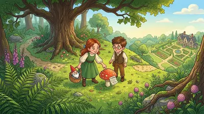 갑자기 페넬로페는 근처 버섯에 붙어 있는 작고 버려진 전단지를 발견했습니다. "이것 좀 봐!" 그녀가 외쳤습니다.