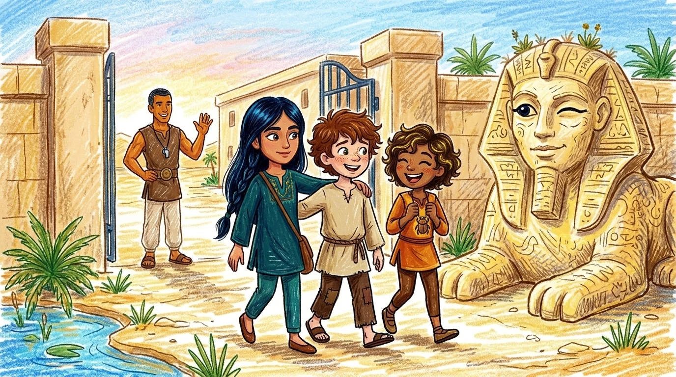 "لقد فعلناها معًا،" أضافت تارا. ابتسم فيليكس. "ربما أنا نجم جمباز... أو على الأقل، نجم مساعد في الجمباز!" ضحكت داريا، وغمز تمثال الرمل مرة أخرى. "لقد فعلناها معًا،" أضافت تارا. ابتسم فيليكس. "ربما أنا نجم جمباز... أو على الأقل، نجم مساعد في الجمباز!" ضحكت داريا، وغمز تمثال الرمل مرة أخرى.