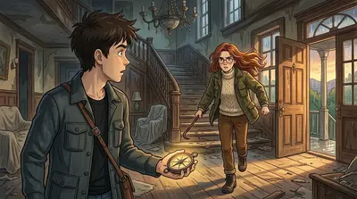 Sarah burst through the front door, a rusty iron poker clutched in her hand. She charged up the stairs, her face determined. "Ethan! I'm here!" Sarah burst through the front door, a rusty iron poker clutched in her hand. She charged up the stairs, her face determined. "Ethan! I'm here!"