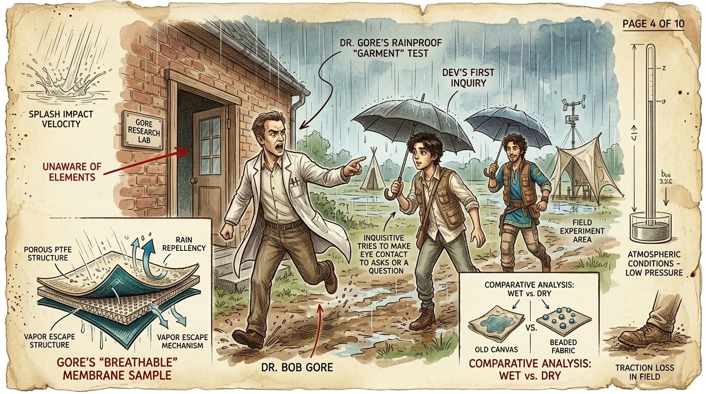 L'invention du Gore-tex : le tissu imperméable — page 4 illustration — Wonder Inventions L'invention du Gore-tex : le tissu imperméable — page 4 illustration — Wonder Inventions