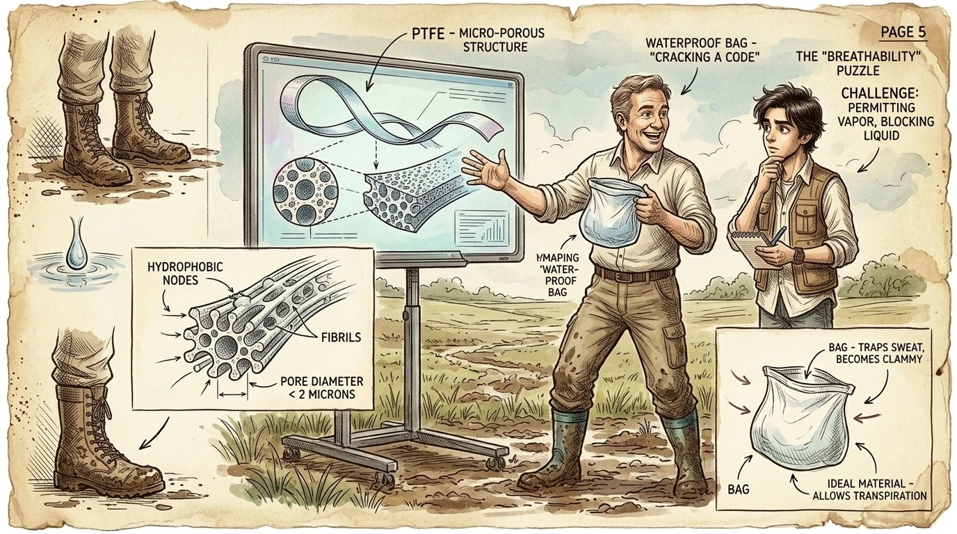 L'invention du Gore-tex : le tissu imperméable — page 5 illustration — Wonder Inventions L'invention du Gore-tex : le tissu imperméable — page 5 illustration — Wonder Inventions