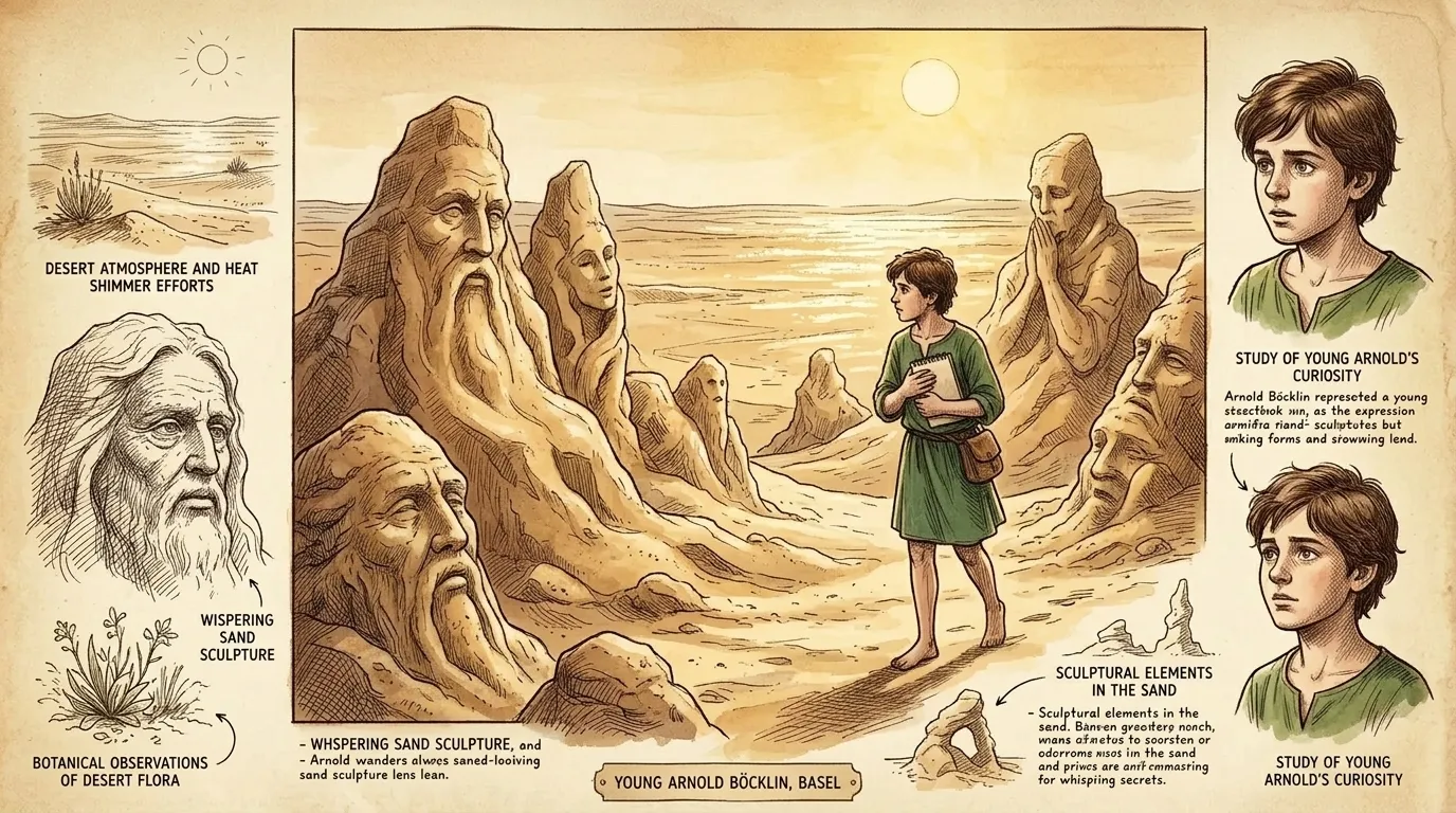 Young Arnold, barely a teenager, wandered the sun-baked lands near Basel. The desert air, whispering secrets around the ancient talking sand sculptures, seemed… Young Arnold, barely a teenager, wandered the sun-baked lands near Basel. The desert air, whispering secrets around the ancient talking sand sculptures, seemed…
