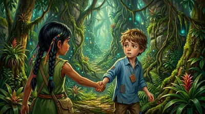 ابتلع ليو ريقه. "متاهة الغابة؟ ما هذا؟" هزت مايا كتفيها. "تقول الأسطورة إنها تختبر شجاعتك وطيبتك. فقط أصحاب القلوب النقية يمكنهم أن يجدوا طريقهم عبرها." تردد…
