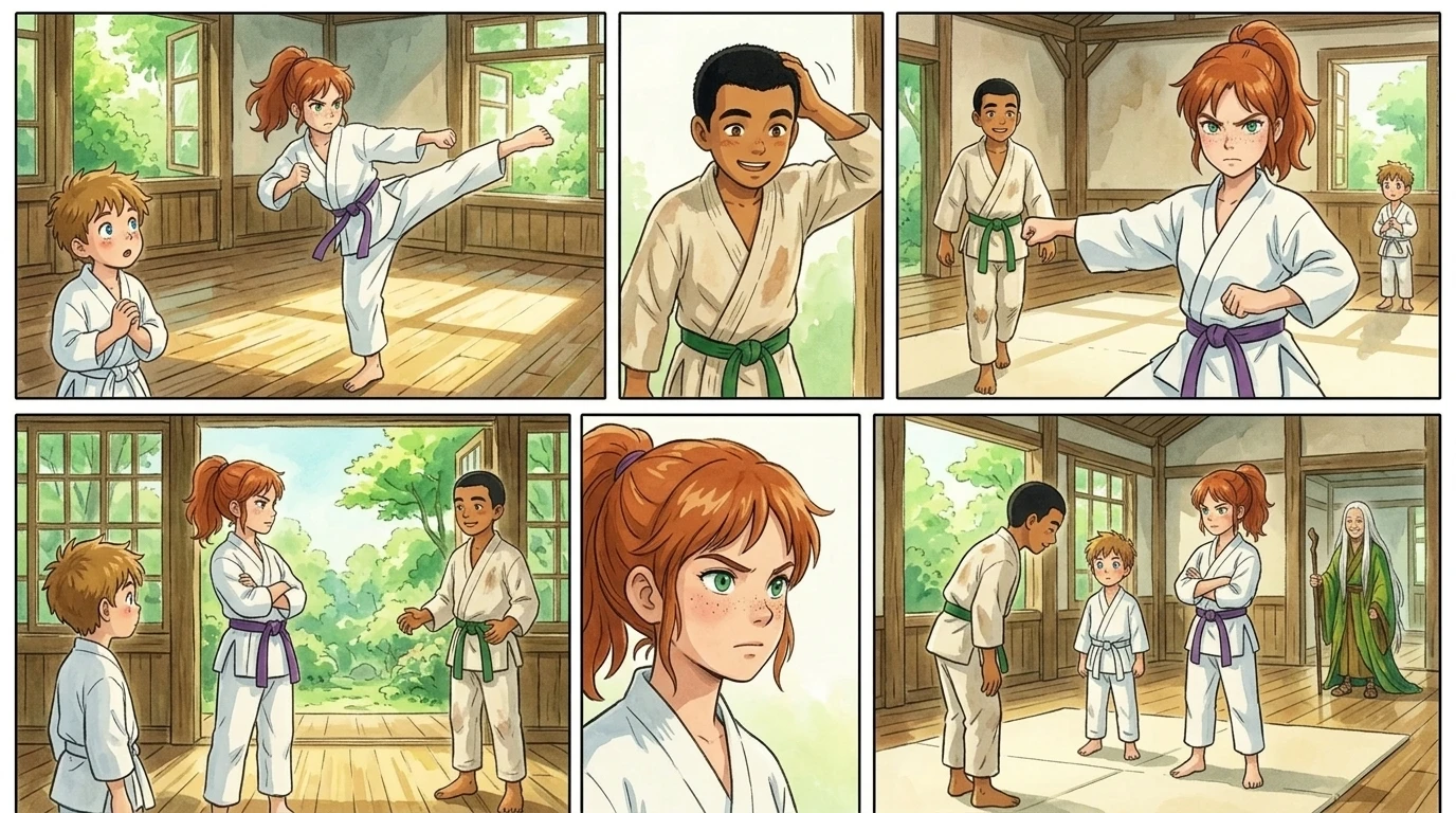그들은 사쿠라가 극도로 집중하며 카타를 연습하는 것을 발견했다. "이봐, 사쿠라." 하산이 조심스럽게 말을 시작했다. 그들은 사쿠라가 극도로 집중하며 카타를 연습하는 것을 발견했다. "이봐, 사쿠라." 하산이 조심스럽게 말을 시작했다.