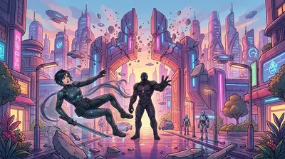 A blast of shadow energy struck Talia, sending her flying backwards. She crashed into the city gates, the impact shattering a portion of the ancient stone.
