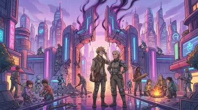 Back at the city gates, Kael and Elder Rowan surveyed the scene. The citizens were rebuilding, hope returning to their faces.