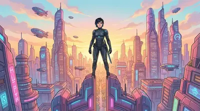 Talia stood atop the highest tower in Neo City, watching the sunrise. She was the Guardian, the protector. She would remain vigilant, always ready to defend her…