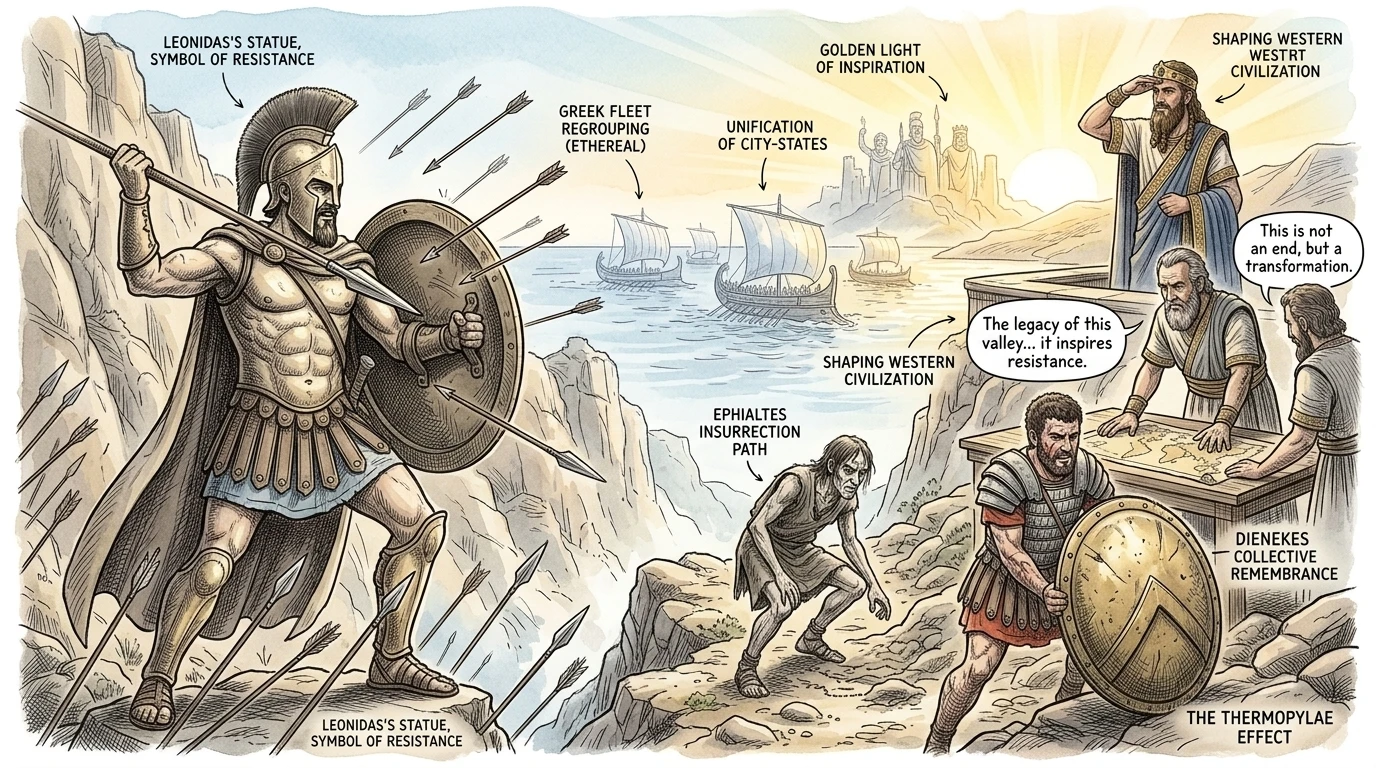 Aunque los persas finalmente barrieron Termópilas, el heroico sacrificio de Leonidas y sus hombres compró un tiempo crucial.