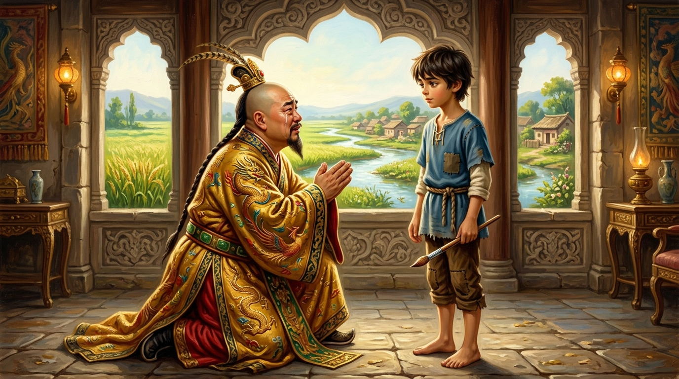 O Imperador, despojado de suas riquezas e humilhado pela experiência, finalmente compreendeu o erro de seus caminhos. Ele se ajoelhou diante de Shen, implorando…