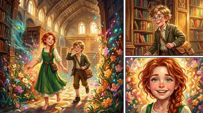 Assim que Elara atravessou o portão, uma onda de calor os envolveu, e a biblioteca começou a brilhar com uma luz recém-descoberta.