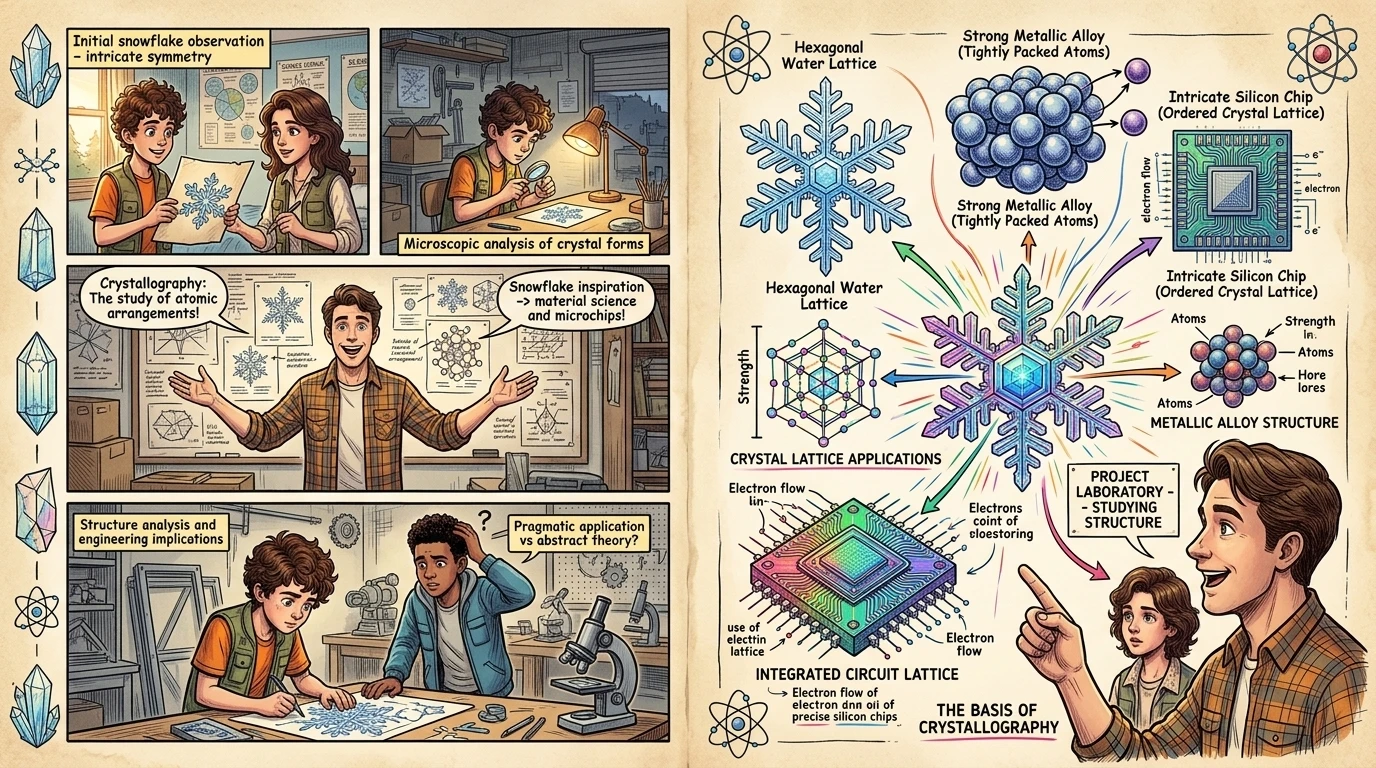 "That one idea started the whole science of crystallography!" her father said enthusiastically. "Understanding how atoms pack together is how we make everything… "That one idea started the whole science of crystallography!" her father said enthusiastically. "Understanding how atoms pack together is how we make everything…