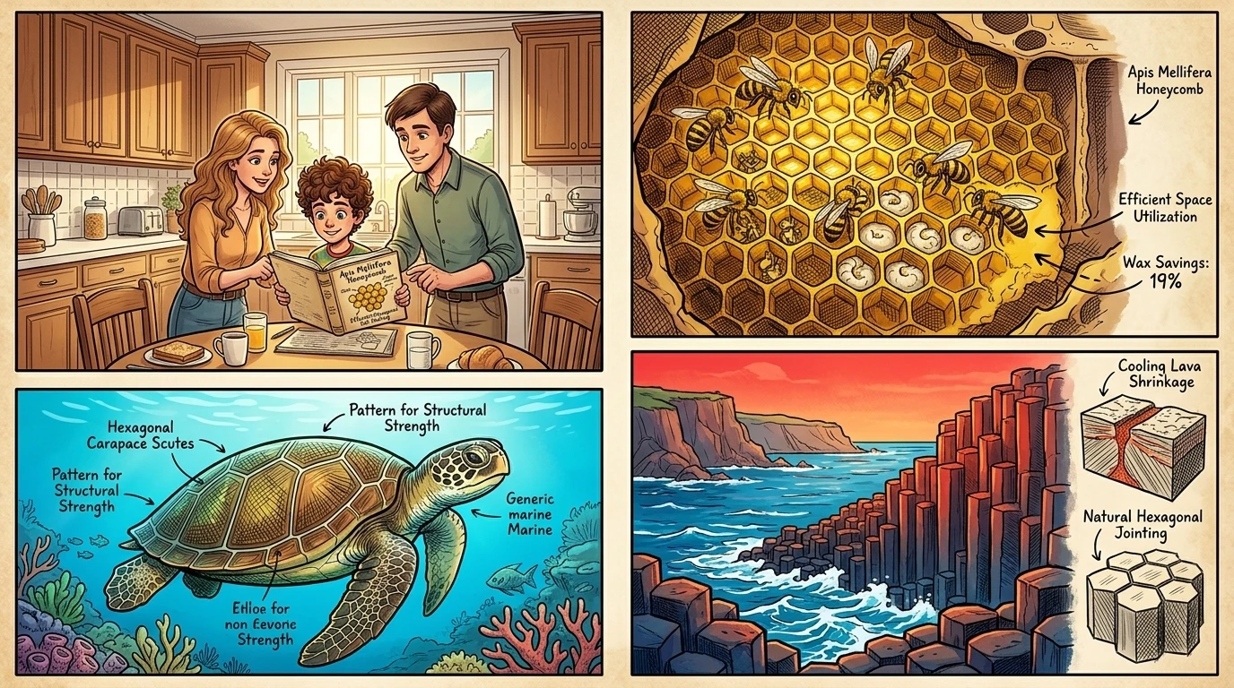 "It makes you see hexagons everywhere!" Oscar said, looking around. "Like in a bee's honeycomb!" Her mother nodded. "Or the patterns on some turtle shells." Her… "It makes you see hexagons everywhere!" Oscar said, looking around. "Like in a bee's honeycomb!" Her mother nodded. "Or the patterns on some turtle shells." Her…
