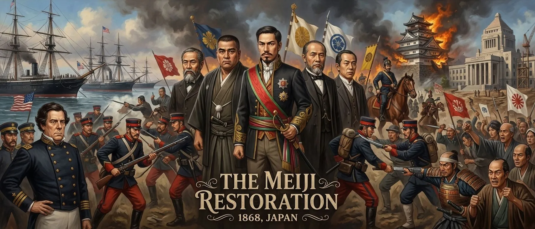 明治维新：日本 (1868, 日本) — 图书封面 — Wonder History