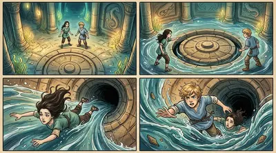 Suddenly, a deep rumbling shook the chamber. 'What was that?' Elina cried, fear flickering in her eyes. A massive stone door, hidden in the wall, began to slide… Suddenly, a deep rumbling shook the chamber. 'What was that?' Elina cried, fear flickering in her eyes. A massive stone door, hidden in the wall, began to slide…