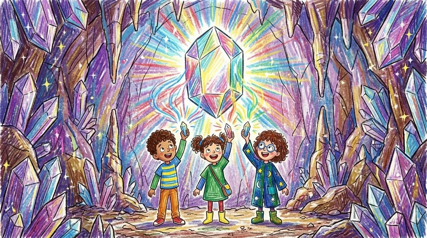 他们高举发光的晶石,照亮了洞穴。洞穴中央,沉睡之石微弱地跳动着。当他们走近时,较小的晶石开始发出更明亮的光芒,将能量传输给沉睡之石。洞穴顿时光芒四射! 他们高举发光的晶石,照亮了洞穴。洞穴中央,沉睡之石微弱地跳动着。当他们走近时,较小的晶石开始发出更明亮的光芒,将能量传输给沉睡之石。洞穴顿时光芒四射!