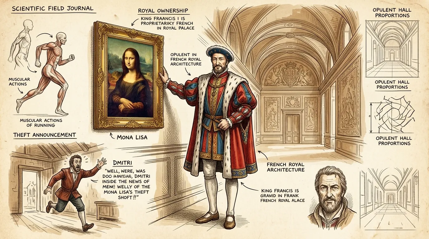 Après la mort de Léonard en France en mille cinq cent dix-neuf, la Joconde est entrée dans la collection du roi François Premier. Après la mort de Léonard en France en mille cinq cent dix-neuf, la Joconde est entrée dans la collection du roi François Premier.