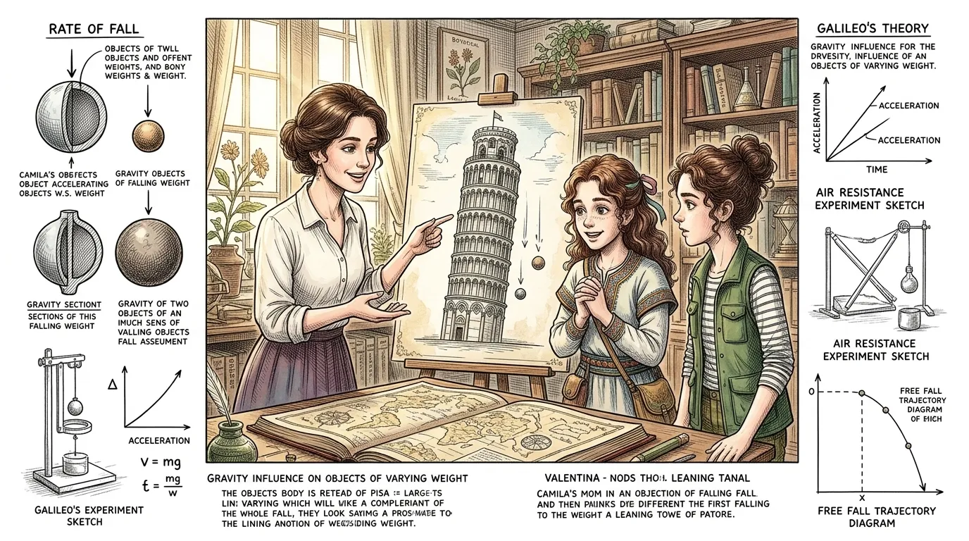 Camila's mom chimes in, remembering a famous scientist. "Galileo Galilei, the Italian astronomer, conducted experiments with falling objects in the late 16th… Camila's mom chimes in, remembering a famous scientist. "Galileo Galilei, the Italian astronomer, conducted experiments with falling objects in the late 16th…