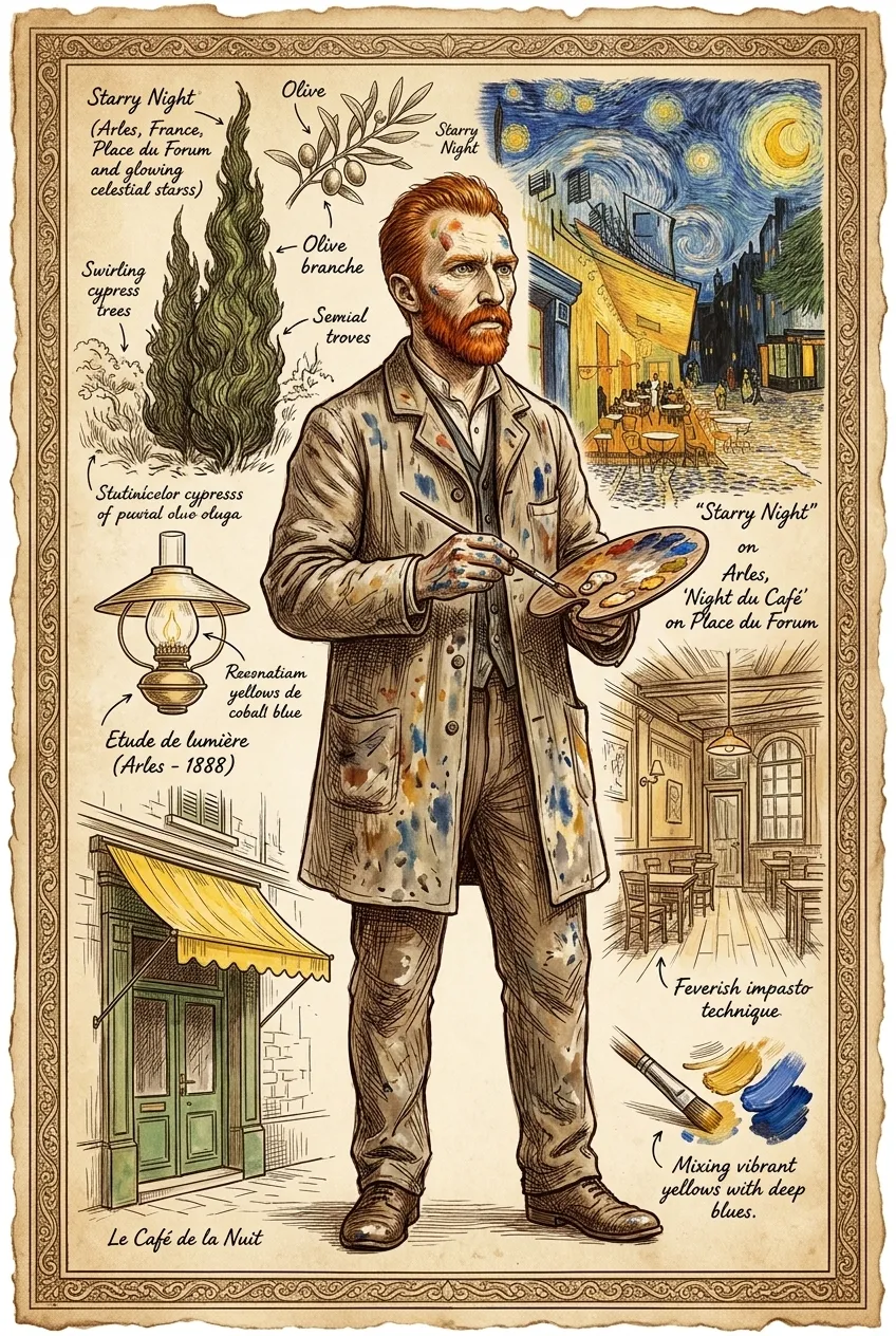 The Night Café by Vincent van Gogh (Arles, France — 1888) — غلاف الكتاب — Wonder Arts