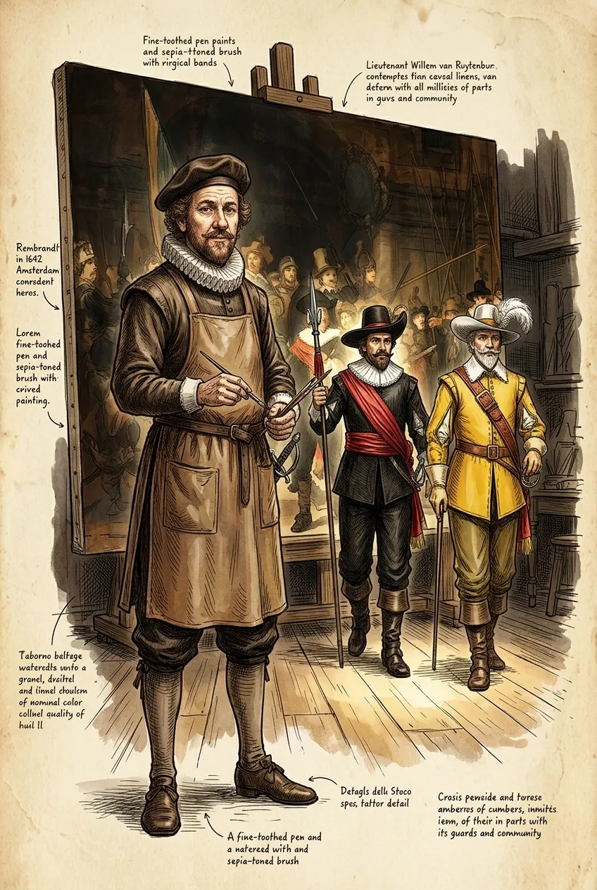 The Night Watch — Amsterdam, Netherlands — 1642 — पुस्तक का कवर — Wonder Arts