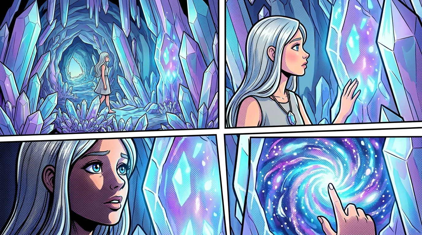 Her name was whispered among the crystals, Lyra, the girl who heard the cave's heart. But the heart yearned for something more, a rhythm beyond the familiar. Her name was whispered among the crystals, Lyra, the girl who heard the cave's heart. But the heart yearned for something more, a rhythm beyond the familiar.