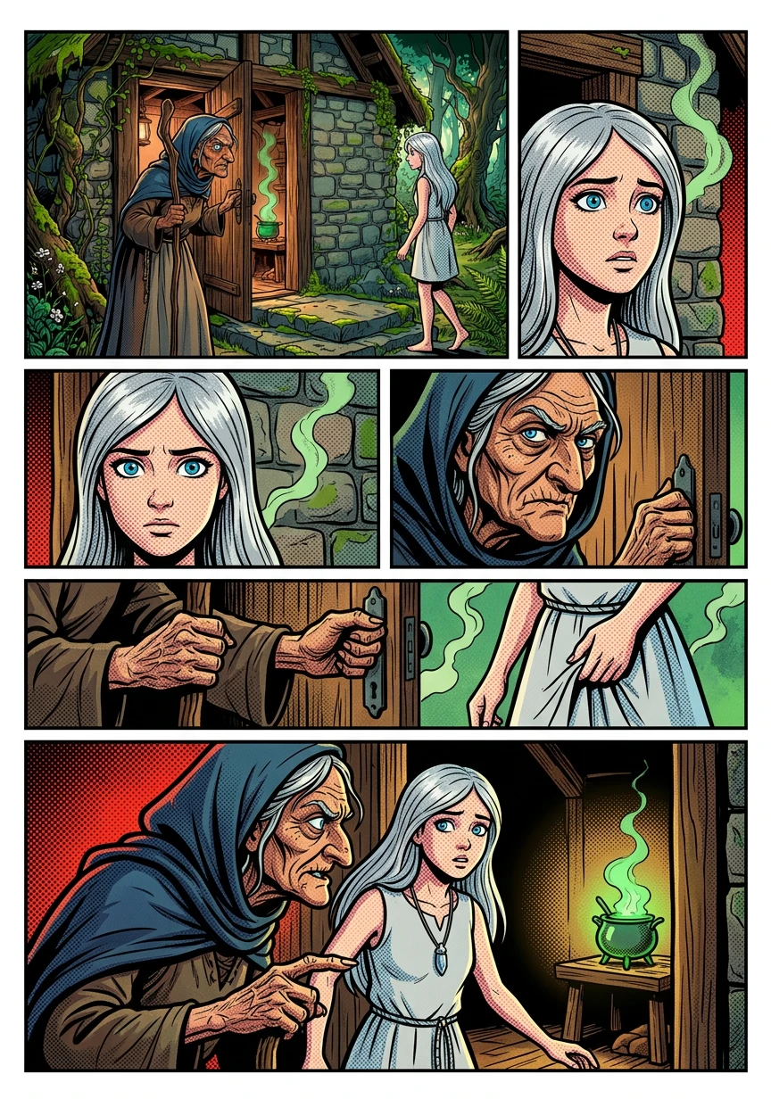 Lyra swallowed her fear and called out, "I am Lyra. I'm lost and seeking shelter from the storm!" The door creaked open, revealing a wizened old woman with… Lyra swallowed her fear and called out, "I am Lyra. I'm lost and seeking shelter from the storm!" The door creaked open, revealing a wizened old woman with…