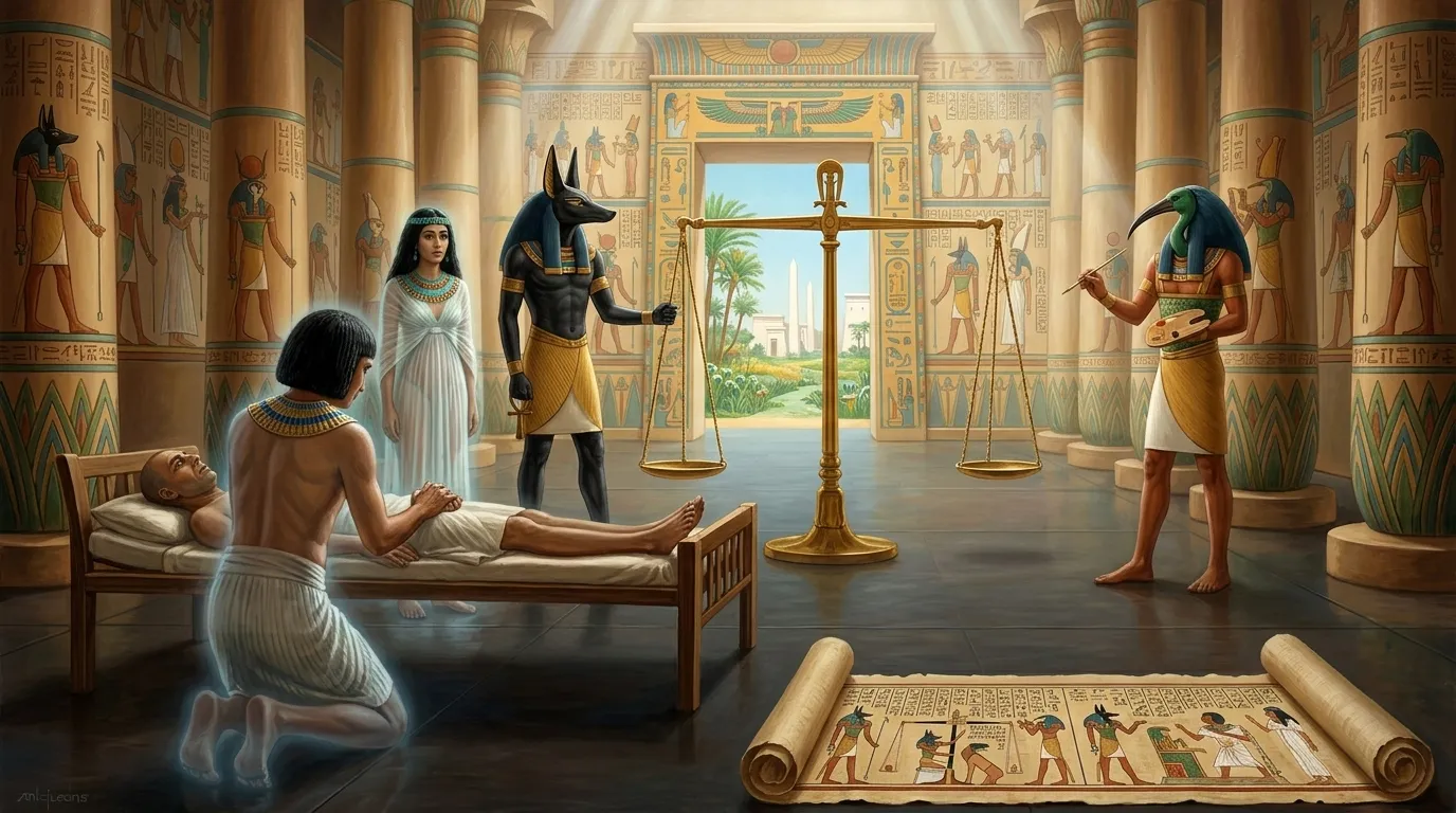 Within the deepest chamber of Ani's tomb, as the final spells of the 'Book…
