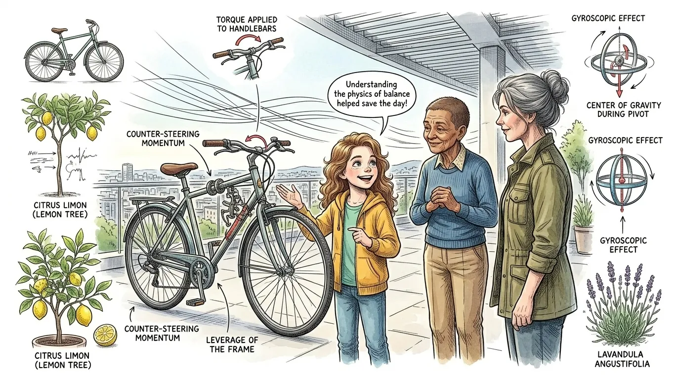 自転車をしっかりと固定し、オマールは微笑んだ。「バランスの物理学を理解したことが、危機を救ってくれたのよ!」と彼女は叫んだ。アンダースは賢く頷いた。「そうだね。 自転車をしっかりと固定し、オマールは微笑んだ。「バランスの物理学を理解したことが、危機を救ってくれたのよ!」と彼女は叫んだ。アンダースは賢く頷いた。「そうだね。