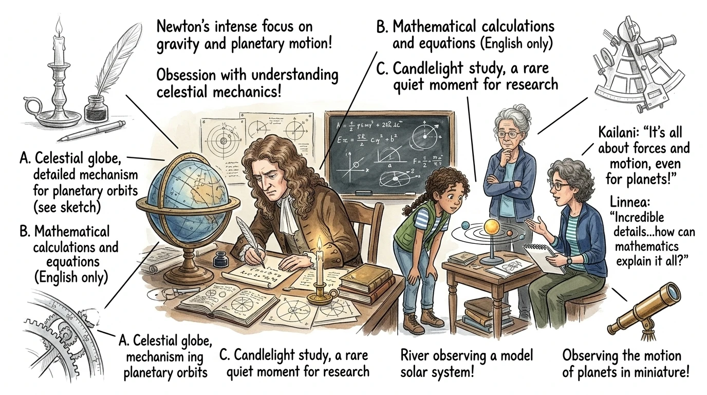 "Bu, Cambridge Üniversitesi'nde çalışan dahi ama çok içine kapanık bir adam olan Sir Isaac Newton'dı," diye devam etti ses. "Hareketi anlamaya takıntılıydı. "Bu, Cambridge Üniversitesi'nde çalışan dahi ama çok içine kapanık bir adam olan Sir Isaac Newton'dı," diye devam etti ses. "Hareketi anlamaya takıntılıydı.