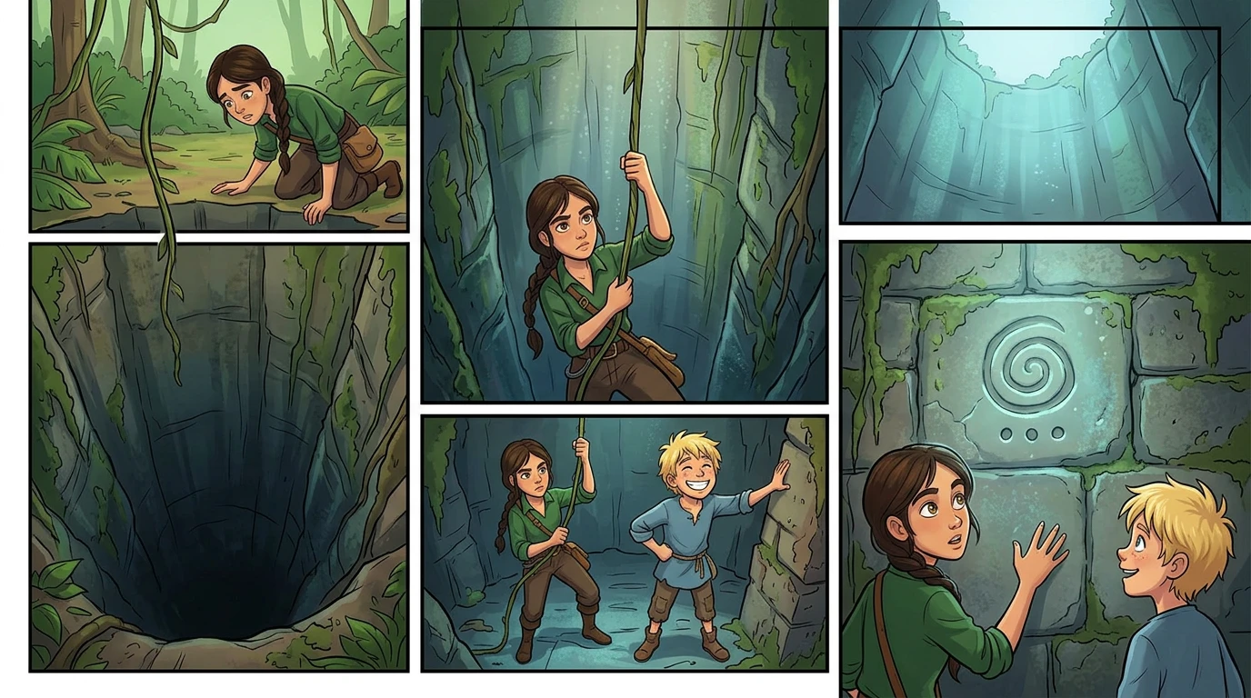 "Finn!" Maya cried, peering into the dark hole. "Are you alright?" A muffled voice floated up. "I'm fine, but I think I found something!" Maya grabbed a thick… "Finn!" Maya cried, peering into the dark hole. "Are you alright?" A muffled voice floated up. "I'm fine, but I think I found something!" Maya grabbed a thick…