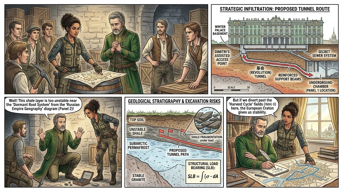 "The time for petitions is over," Nadia said to the other revolutionaries. "We must take direct action. We will use Dimitri's grandfather's tunnels to…