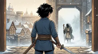Kai, a young warrior with eyes like the winter sky, stood guard at the city gates. His hand rested on the hilt of his ancestral katana, its steel glinting in… Kai, a young warrior with eyes like the winter sky, stood guard at the city gates. His hand rested on the hilt of his ancestral katana, its steel glinting in…