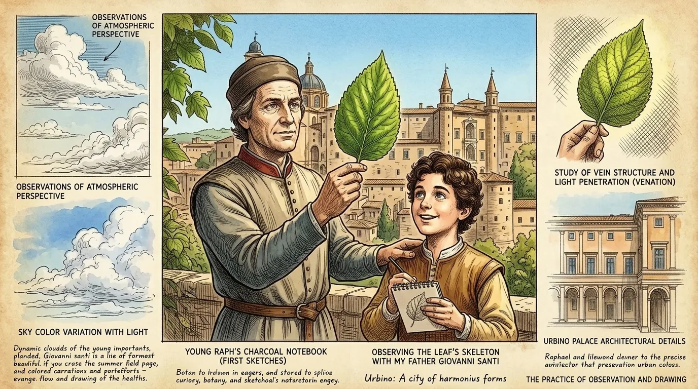 Raffaello Sanzio, later known as Raphael, was born in Urbino in 1483. His father, Giovanni Santi, was a painter at the court of Federico da Montefeltro. Raffaello Sanzio, later known as Raphael, was born in Urbino in 1483. His father, Giovanni Santi, was a painter at the court of Federico da Montefeltro.